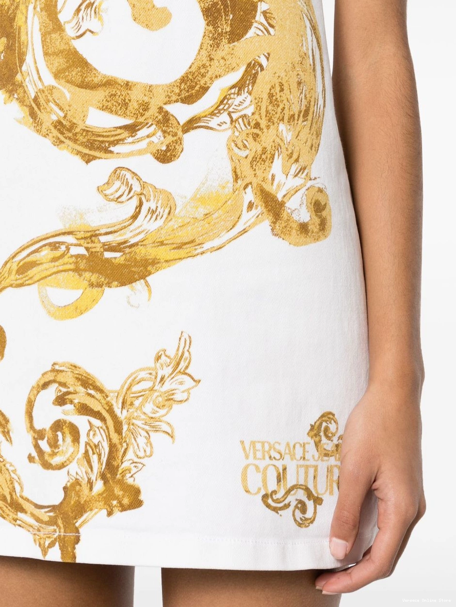 Affordable Versace Watercolour Jeans Couture Couture Women mini dress denim 0705